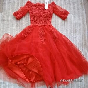 Elegant Red Lace Dress